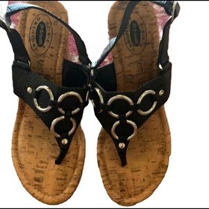 VINTAGE DR. SCHOLL’S FEEL CRAZY GOOD BLACK PLATFORM FLIP FLOPS WEDGES SANDALS 6